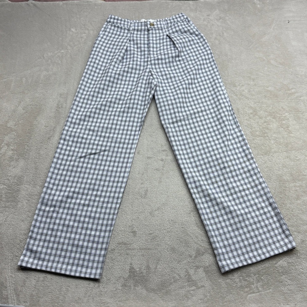 Hollister Plaid Wide Leg Pants Womens S Blue Ultra High Rise Preppy Y2K Trousers
